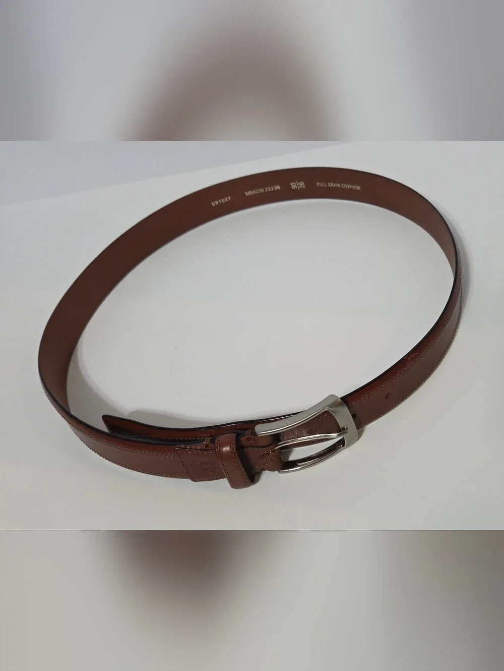 Fossil Men's Brown Leather Belt with Silver Buckle